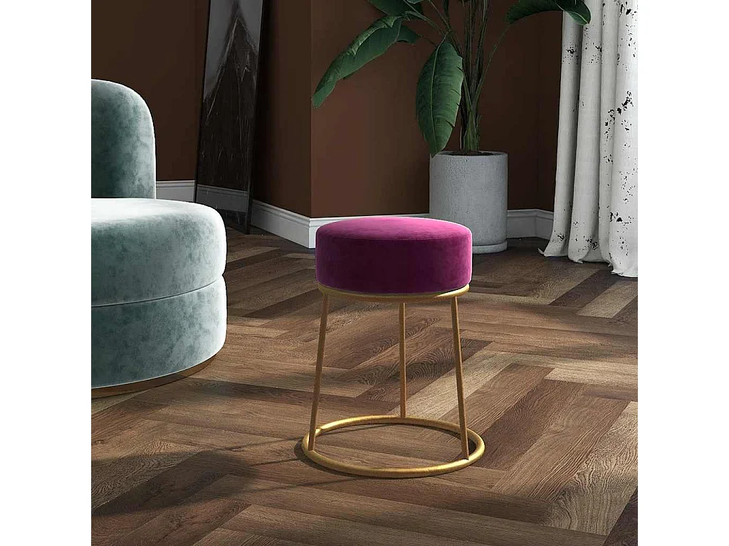 Tabouret rond Violet Velours