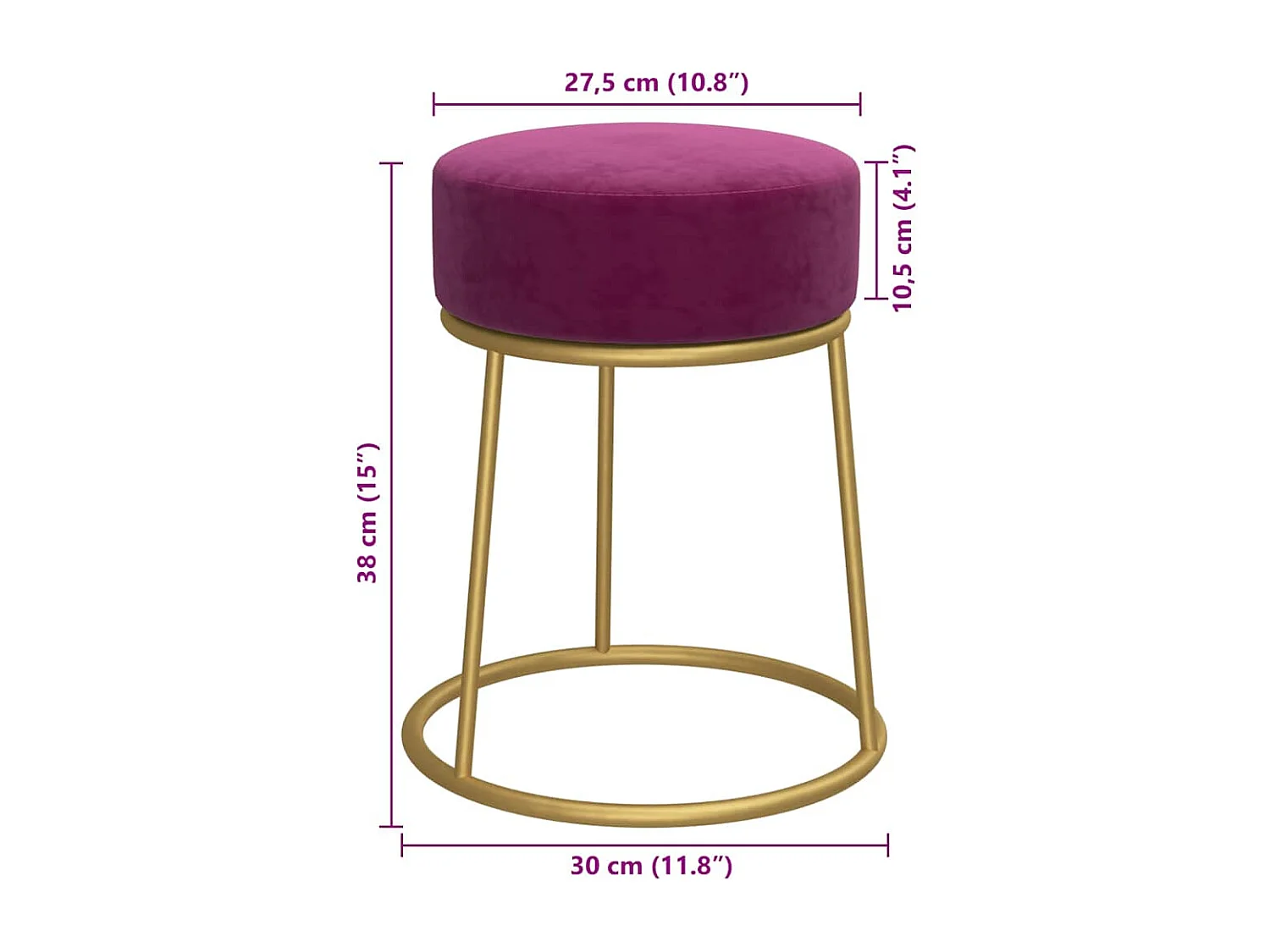 Tabouret rond Violet Velours
