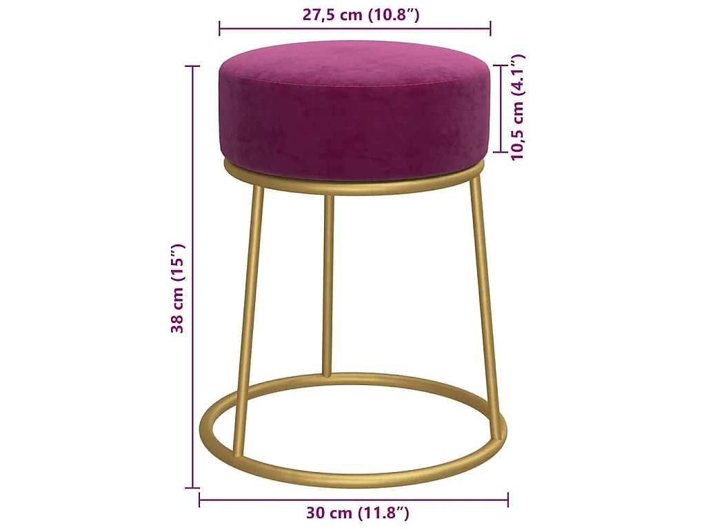Tabouret rond Violet Velours