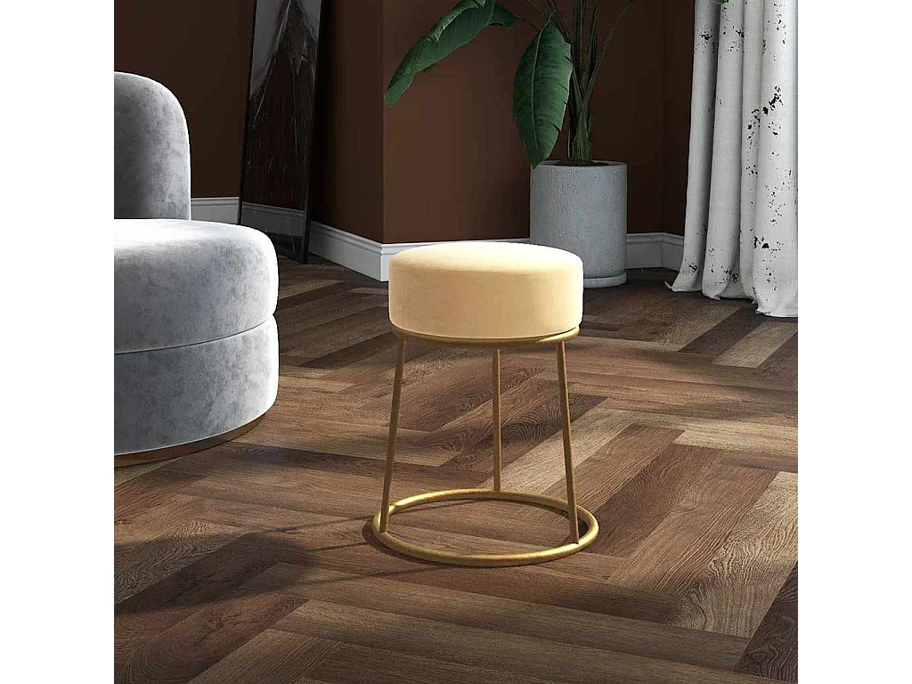 Tabouret rond Abricot Velours