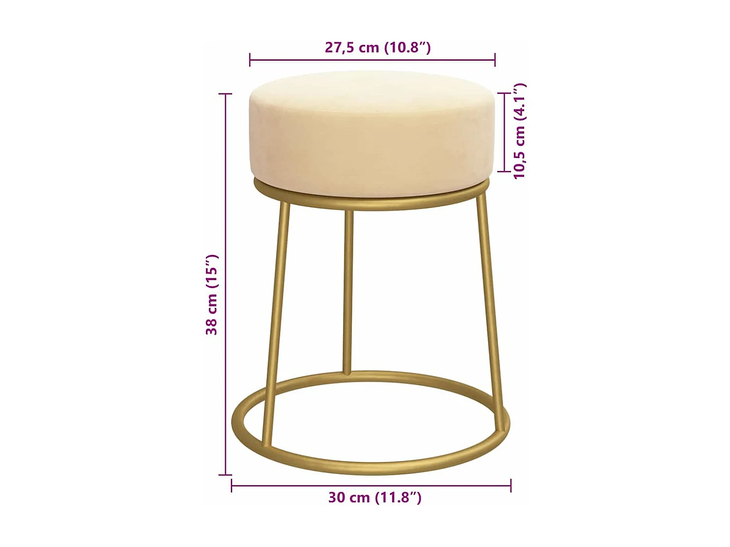 Tabouret rond Abricot Velours