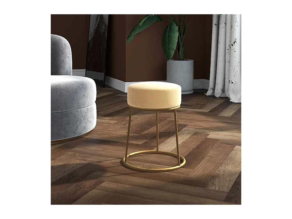 Tabouret rond Abricot Velours
