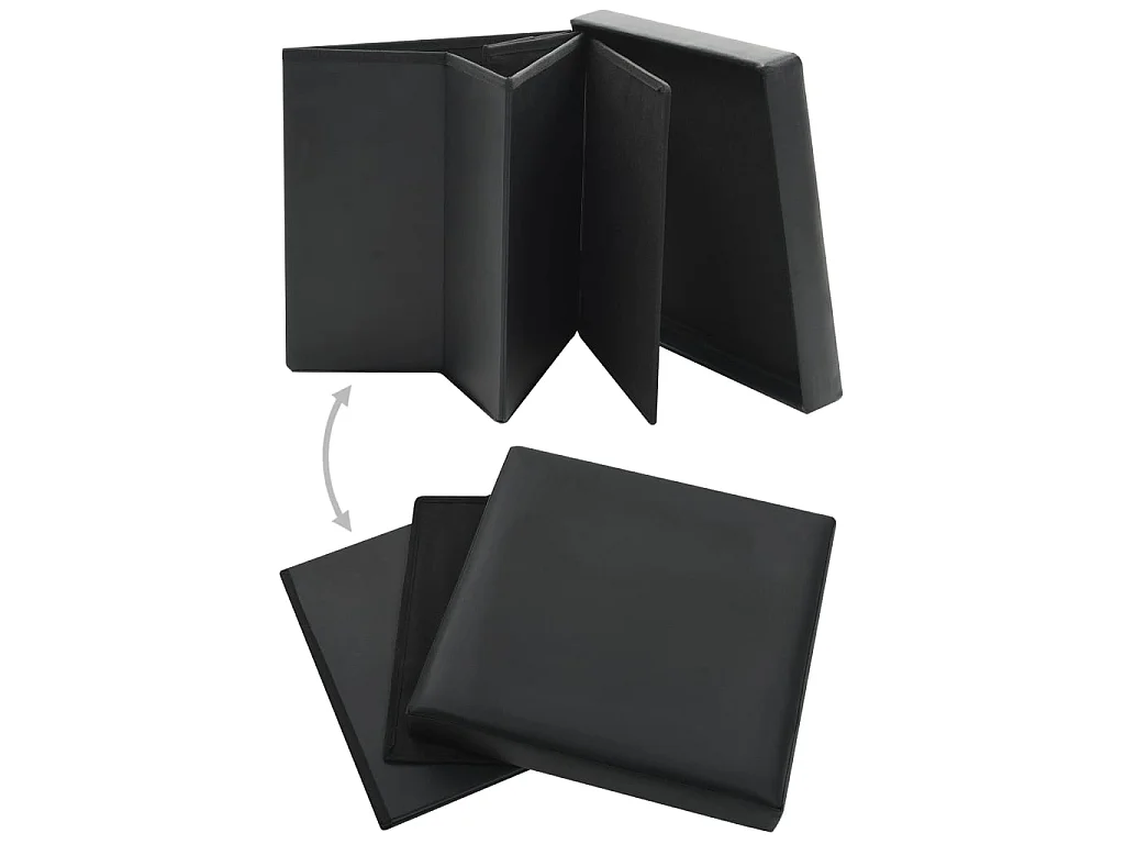 Tabouret de rangement pliable Noir Similicuir