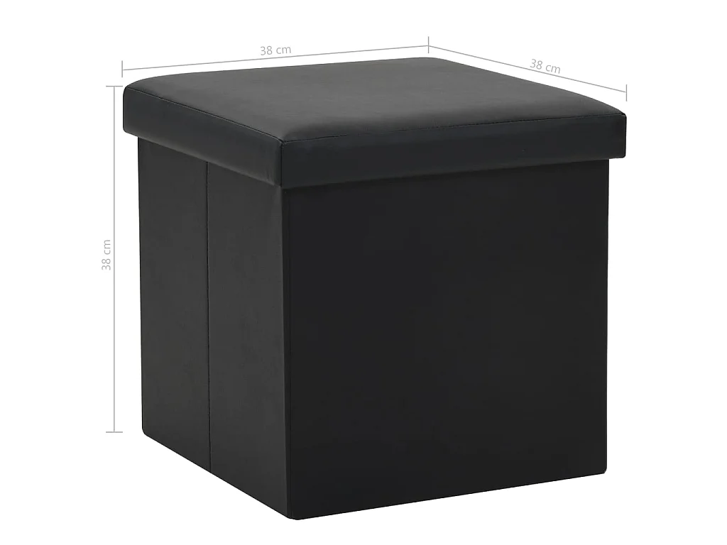 Tabouret de rangement pliable Noir Similicuir
