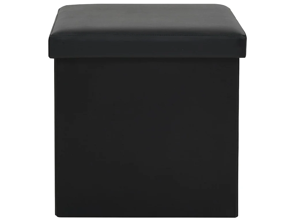 Tabouret de rangement pliable Noir Similicuir
