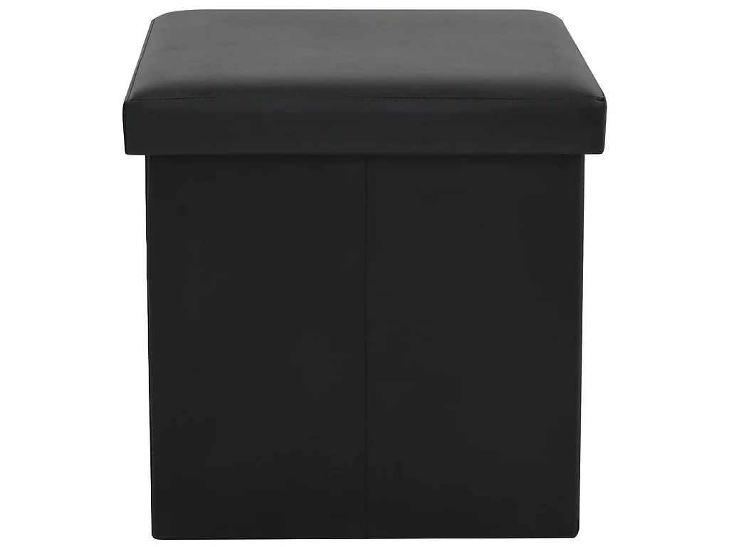 Tabouret de rangement pliable Noir Similicuir