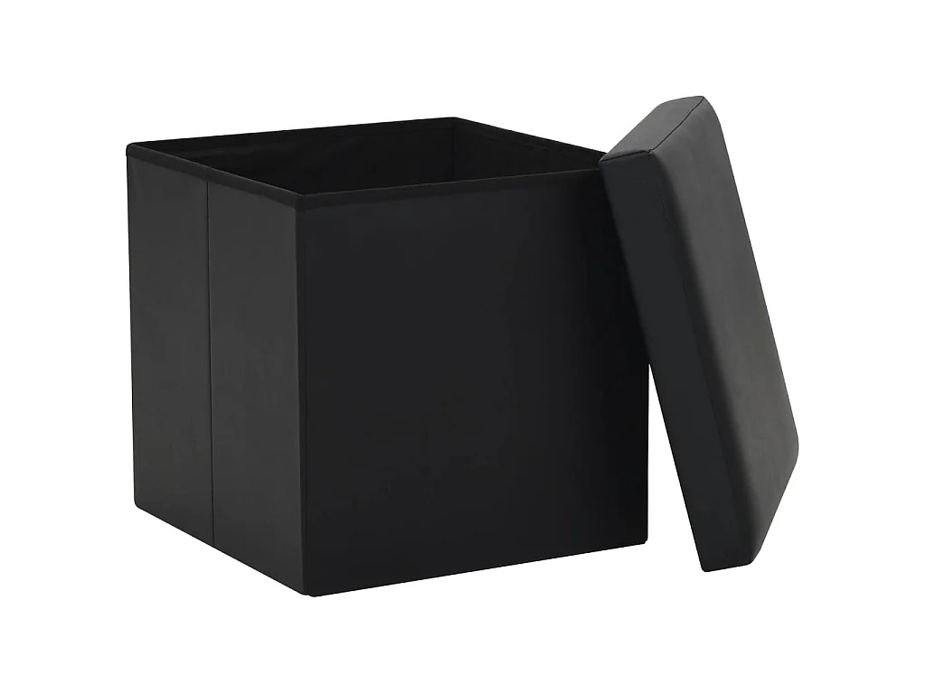 Tabouret de rangement pliable Noir Similicuir
