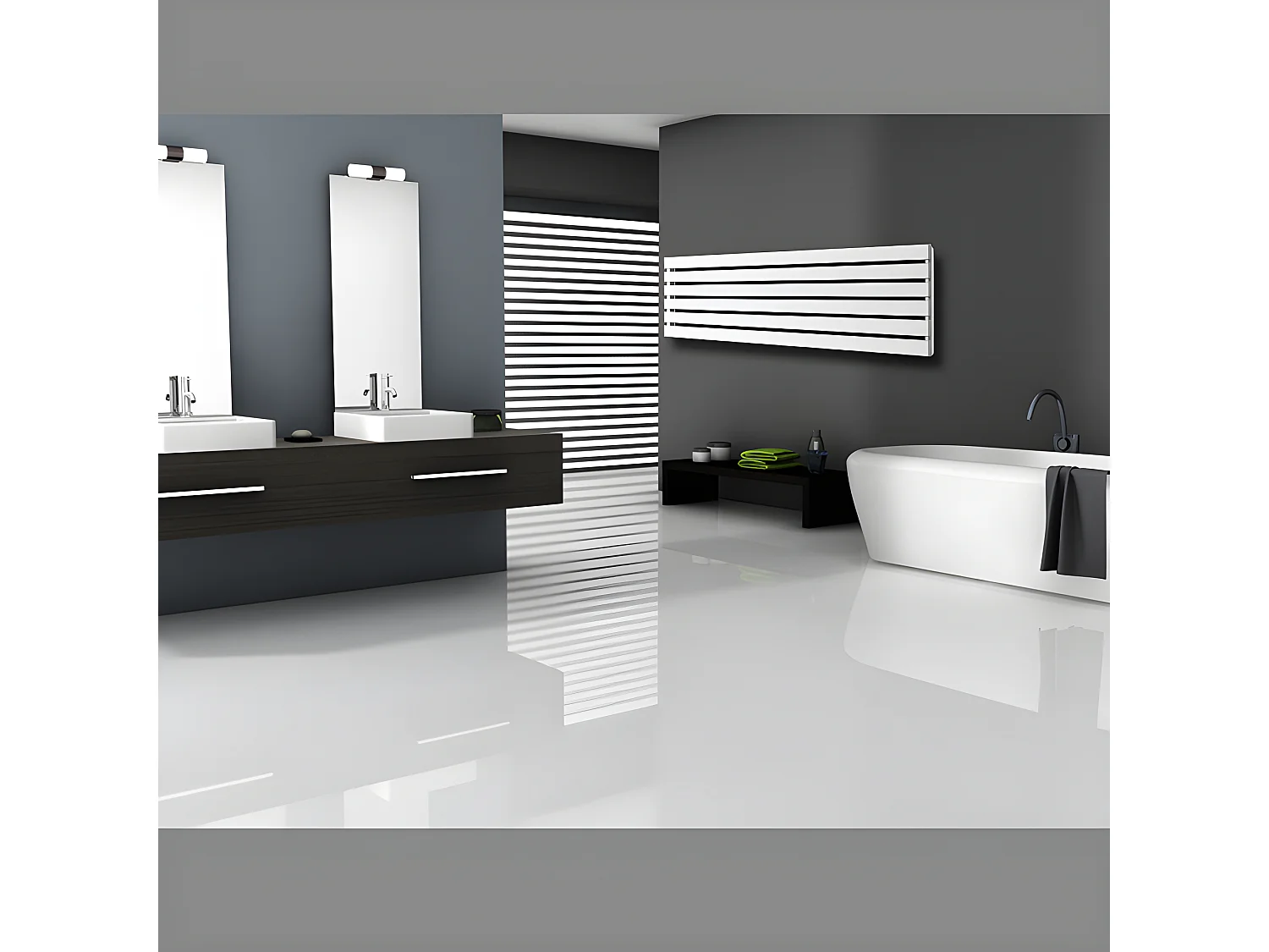 ECD Germany Radiateur Sèche-Serviettes Stella vertical -  260 x 1800 mm - Blanc - Design panneau plat - Radiateur Sèche Serviette - Pour Salle de Bain