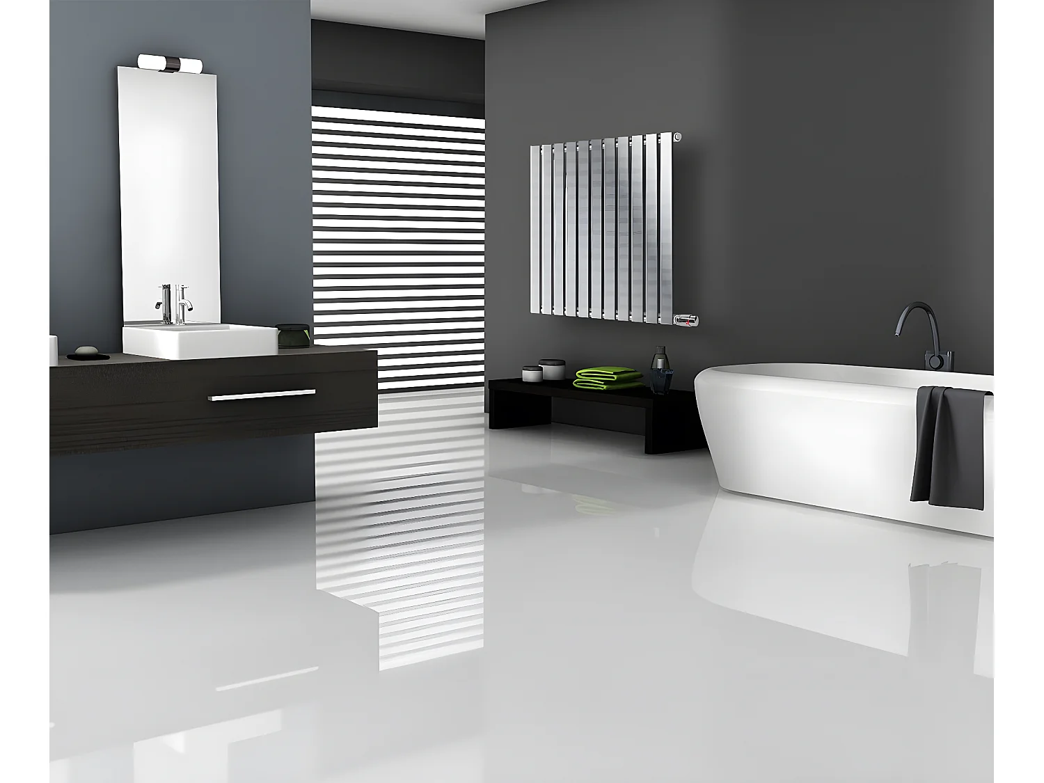 ECD Germany Stella Design Radiateur Sèche-Serviettes - 630 x 865 mm - Chrome - Design Panneau Plat - Horizontal - Radiateur Sèche Serviette