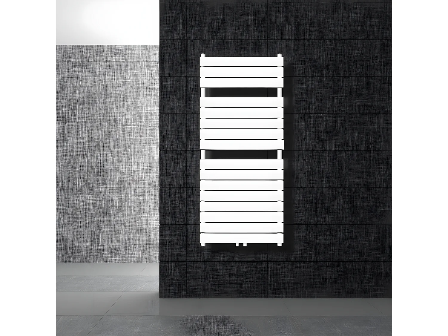 ECD Germany Radiateur de Salle de Bain Steam, 600 x 1200 mm, Blanc, avec Raccord Central 50 mm, Monobloc, Plat, Vertical, à Une Seule Couche