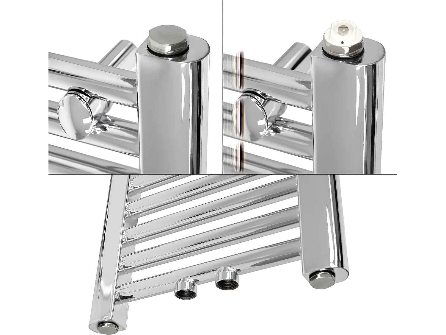 ECD Germany Radiatore Scaldasalviette Sahara - 500 x 800 mm - Cromato - Curvo con Chiusura Centrale - Radiatore Scaldasalviette Asciugabiancheria 500x800 mm