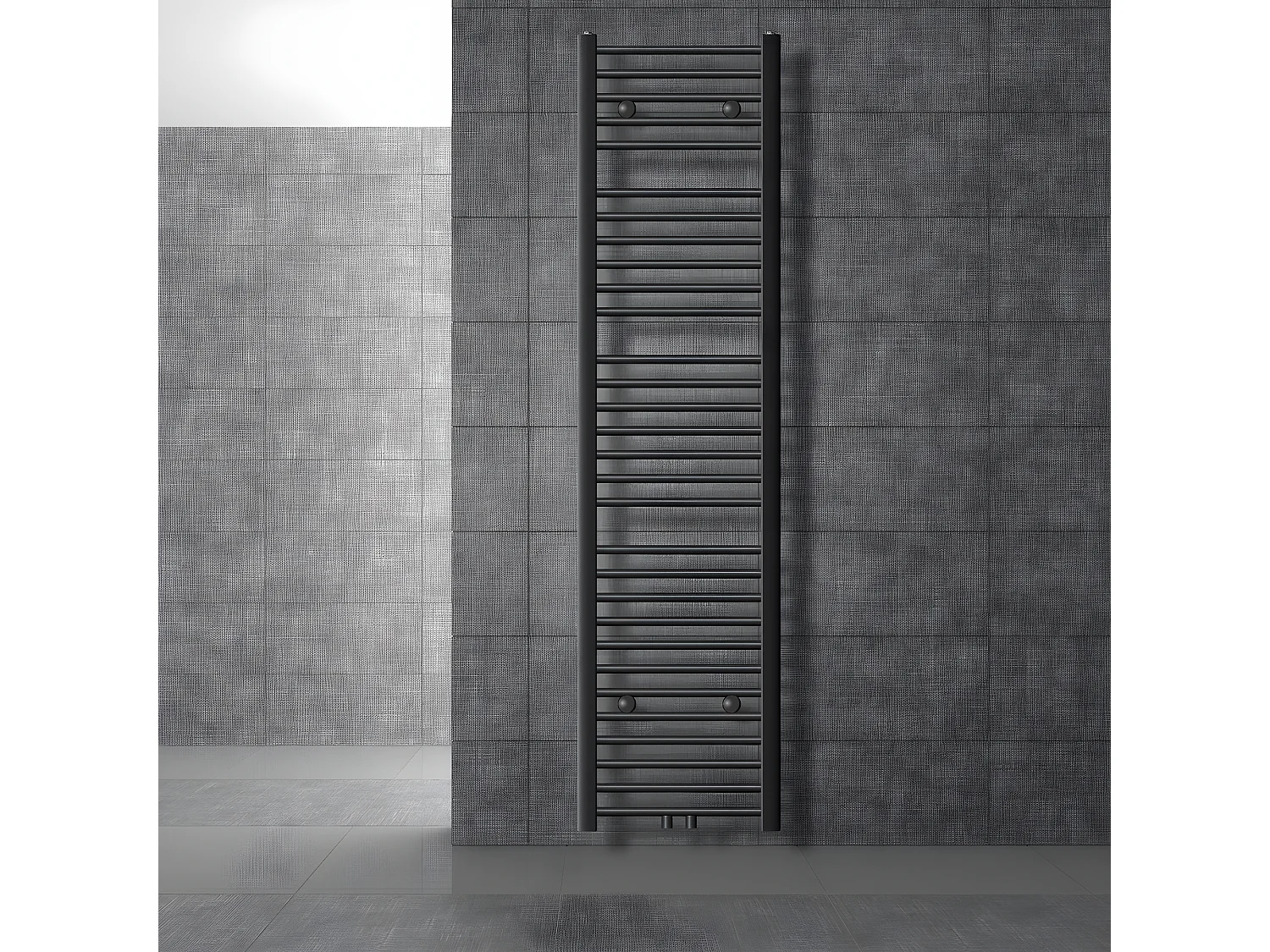 ECD Germany Radiateur Porte Serviettes mural Radiateur Sèche-serviettes coudé 400 x 1800 mm anthracite avec connexion centrale