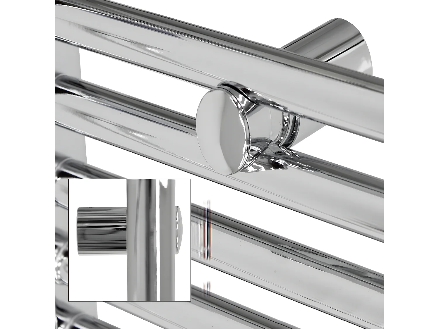 ECD Germany Sèche-Serviettes Sahara Non Électrique - 600 x 1800 mm - Chrome - Connexion Central - sans Kit de Raccordement