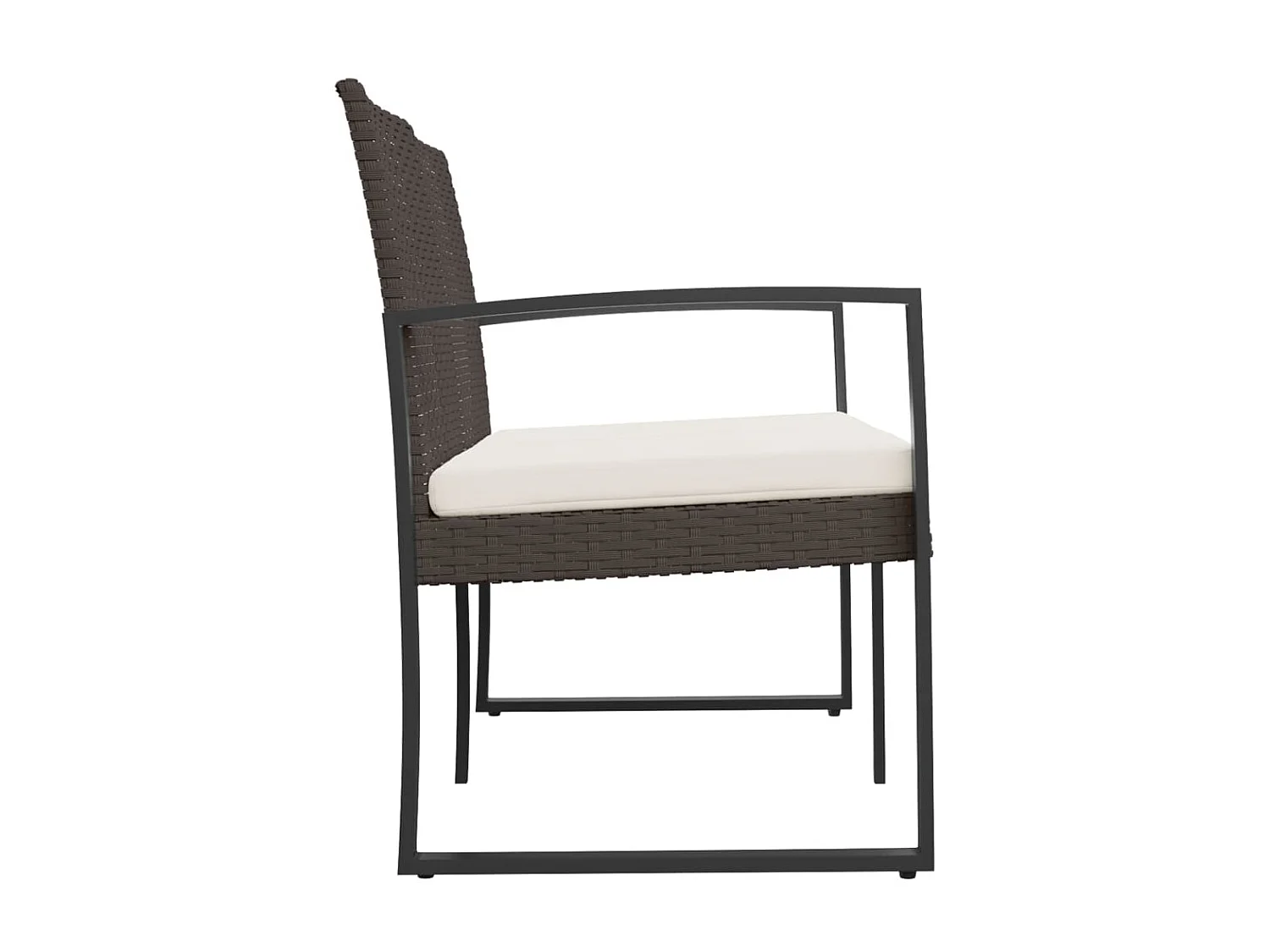 Panca da Giardino a 2 Posti con Cuscini in Rattan PP Marrone