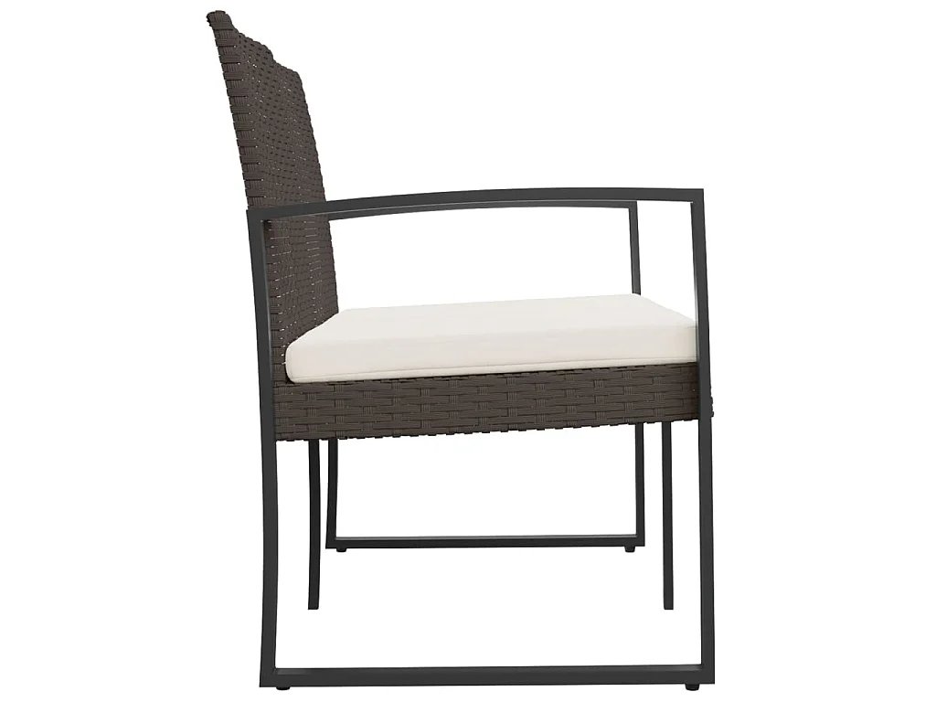 Banc de jardin à 2 places avec coussins marron PP rotin