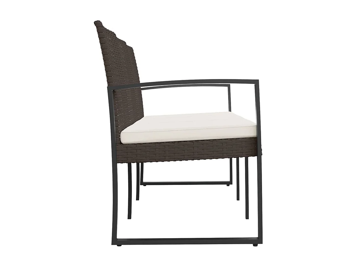 Tuinbank 3-zits met kussens polypropeen rattan bruin