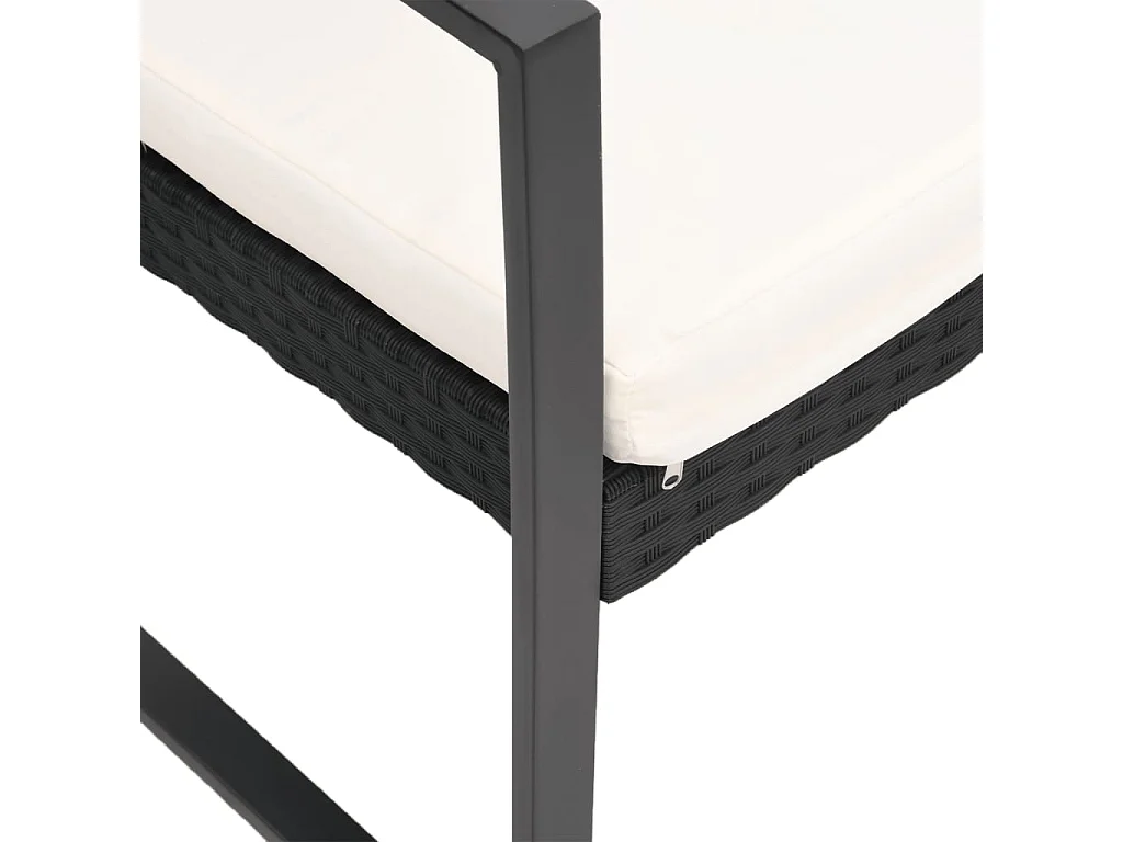 Gartenbank 2-Sitzer mit Kissen Schwarz PP-Rattan