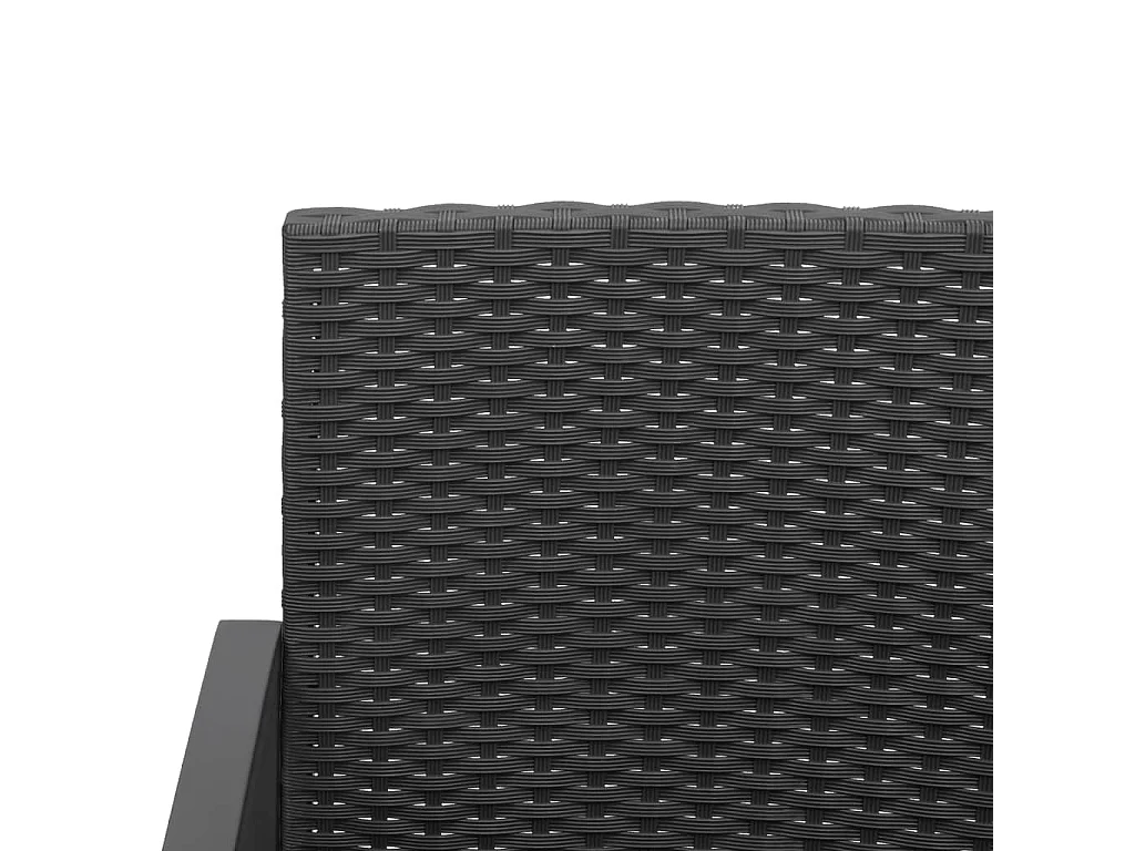 Gartenbank 2-Sitzer mit Kissen Schwarz PP-Rattan
