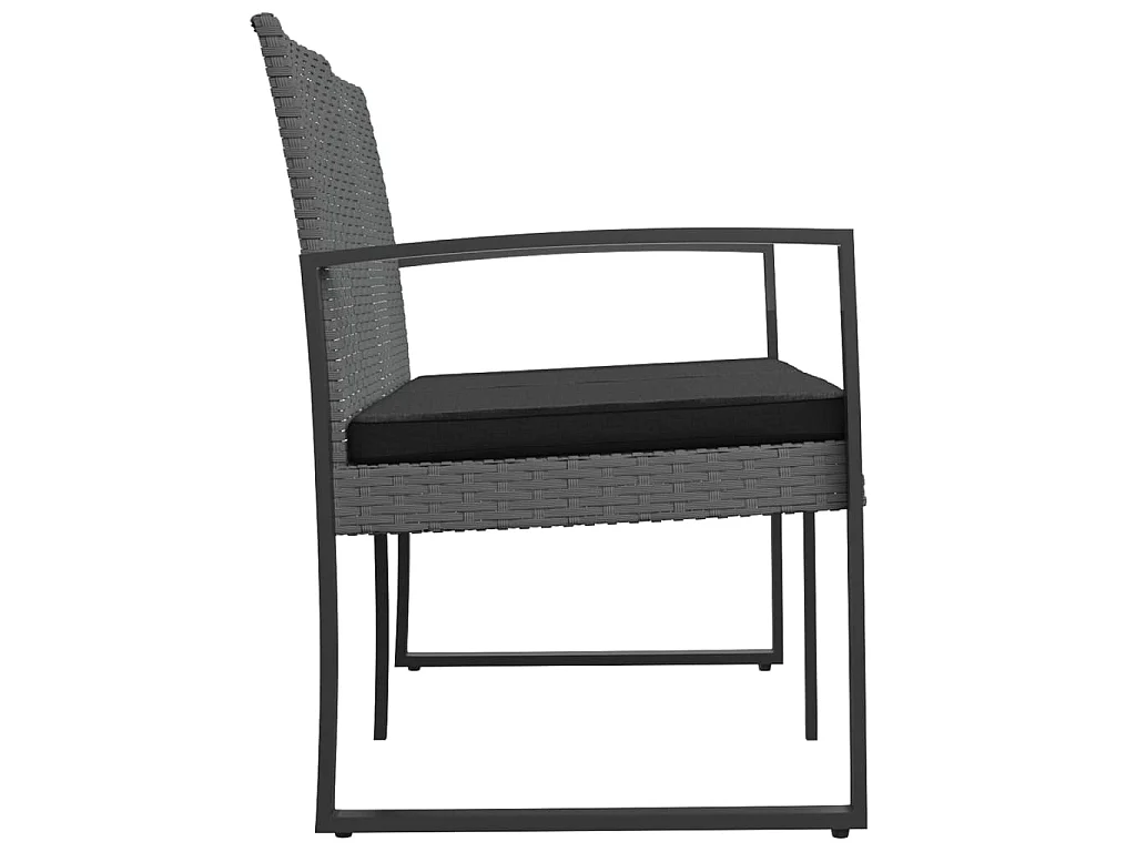 Panca da Giardino a 2 Posti con Cuscini Rattan PP Grigio Scuro