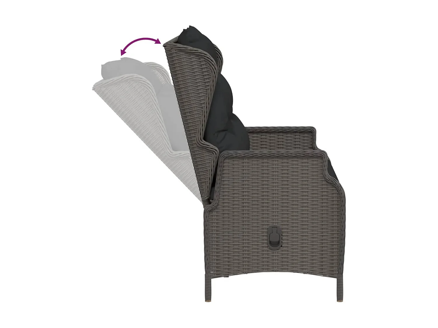 Panca da Giardino a 2 Posti con Cuscini in Polyrattan Nero