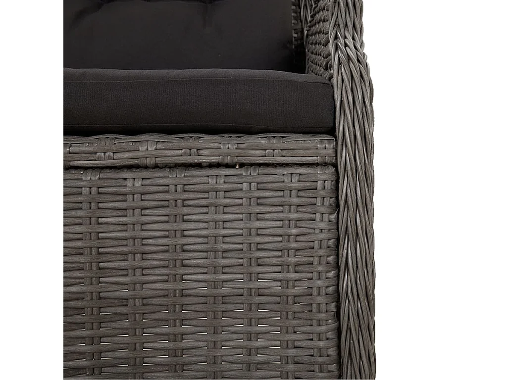 Panca da Giardino a 2 Posti con Cuscini in Polyrattan Nero