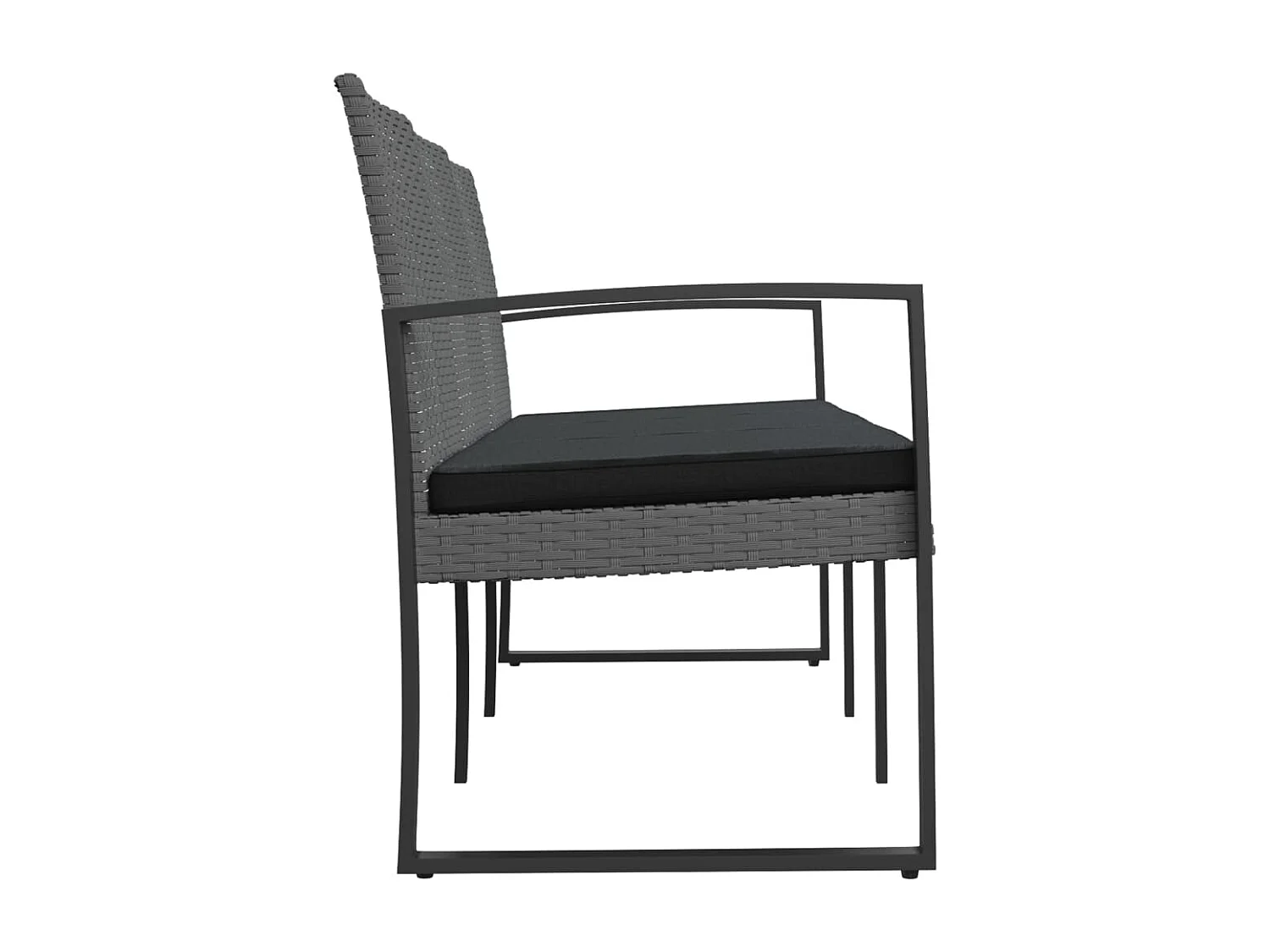 Banc de jardin à 3 places et coussins gris foncé PP rotin