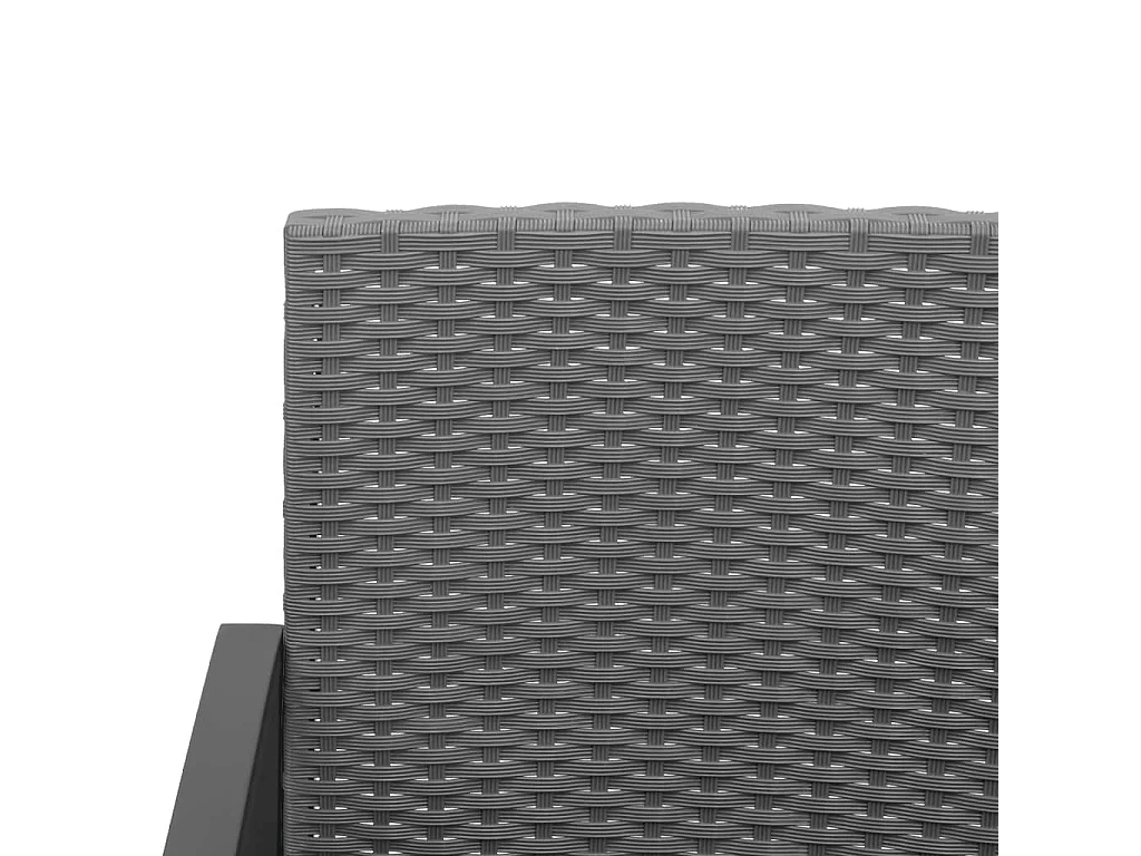 Banc de jardin à 3 places et coussins gris foncé PP rotin