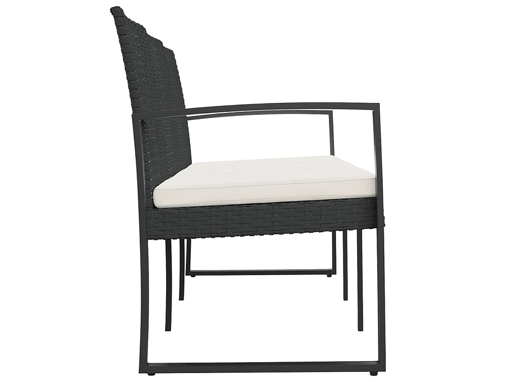 Panca da Giardino a 3 Posti con Cuscini in Rattan PP Nero
