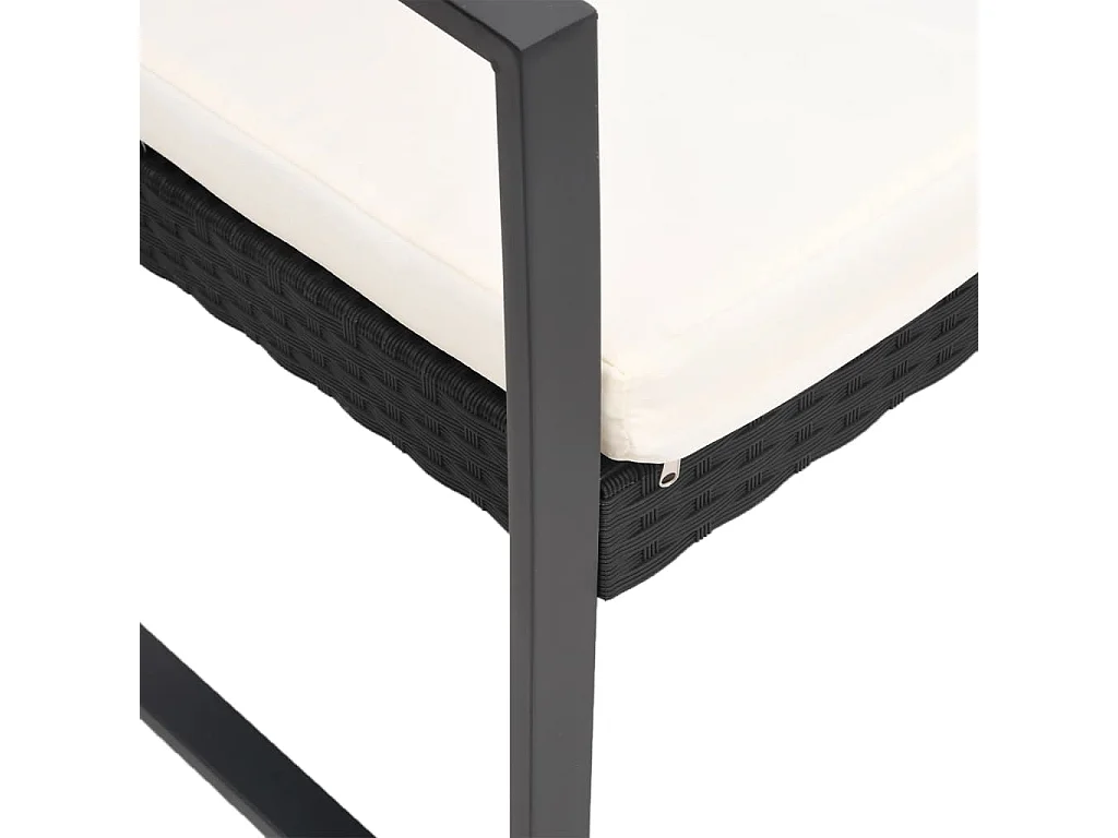 Panca da Giardino a 3 Posti con Cuscini in Rattan PP Nero