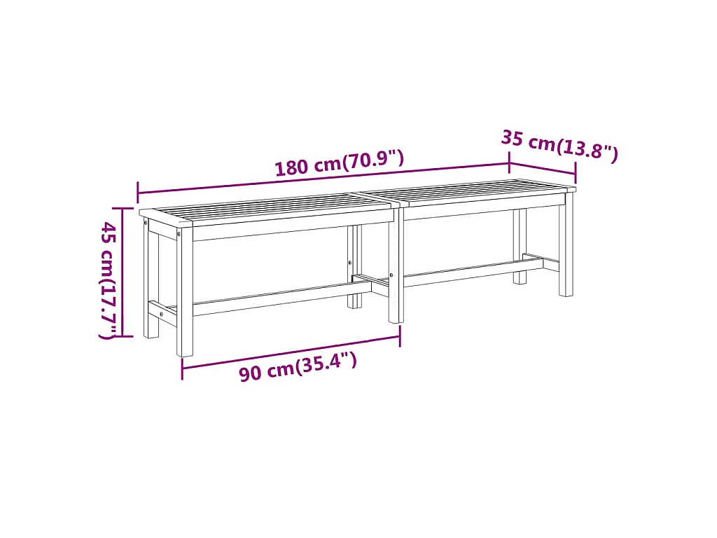 Tuinbank 180x35x45 cm massief acaciahout