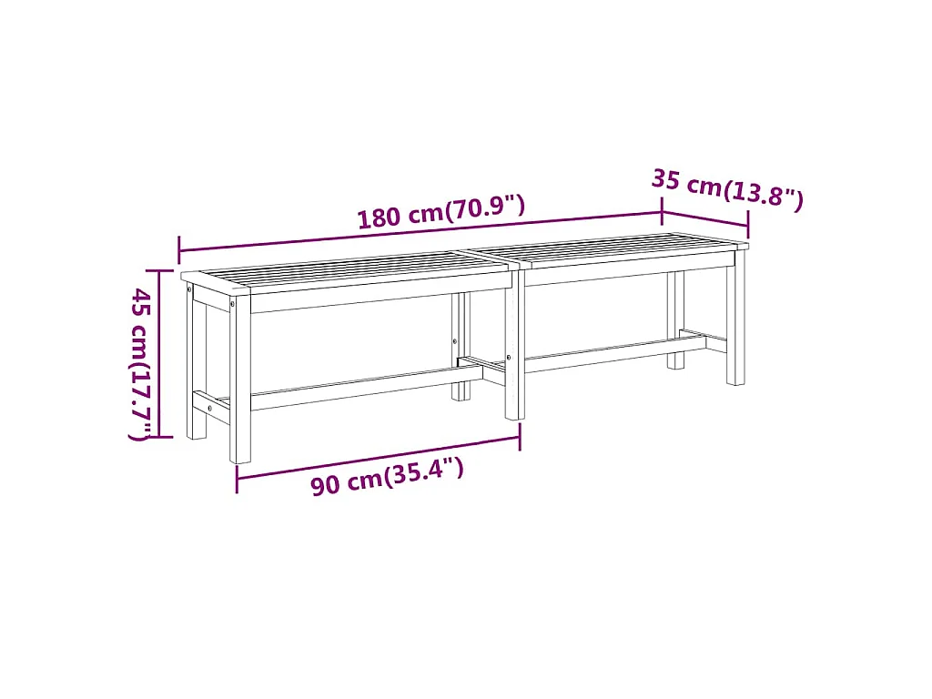 Tuinbank 180x35x45 cm massief acaciahout