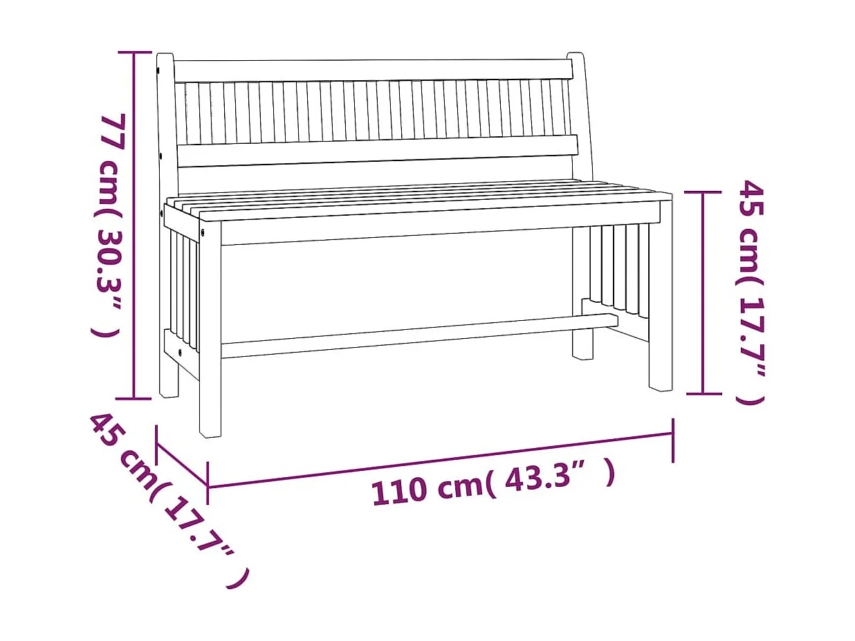 Banc de jardin 110 cm bois massif d'eucalyptus