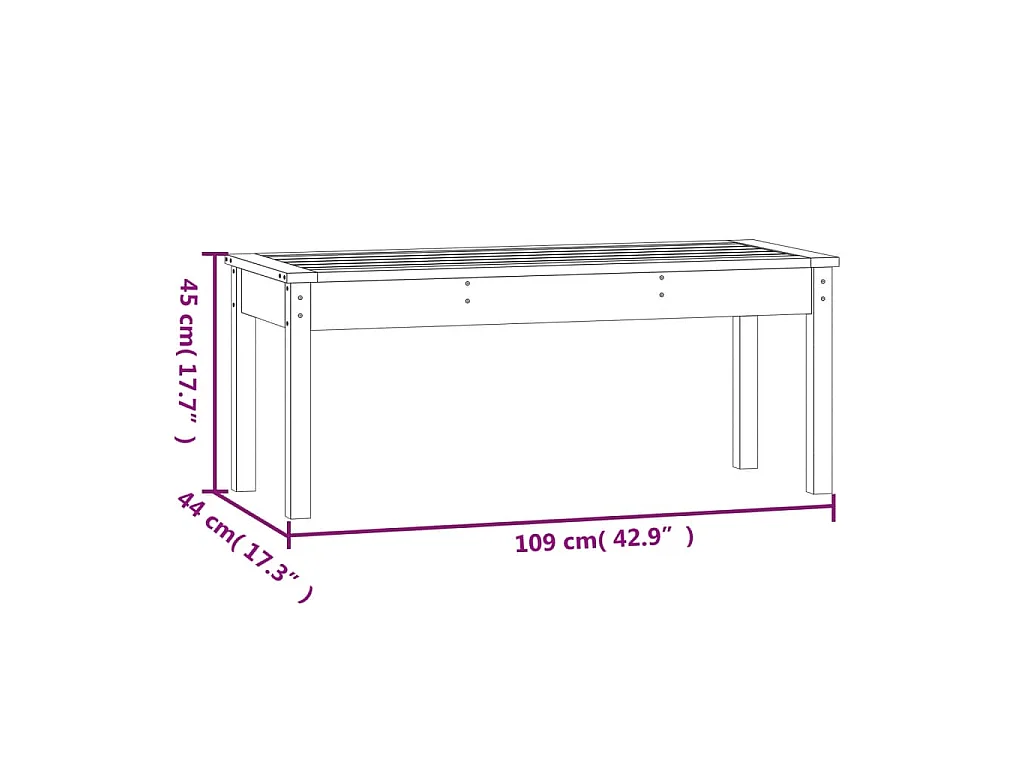 Tuinbank 109x44x45 cm massief grenenhout grijs