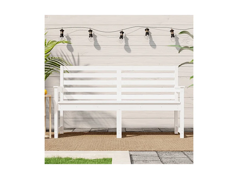 Gartenbank Weiß 159,5x48x91,5 cm Massivholz Kiefer