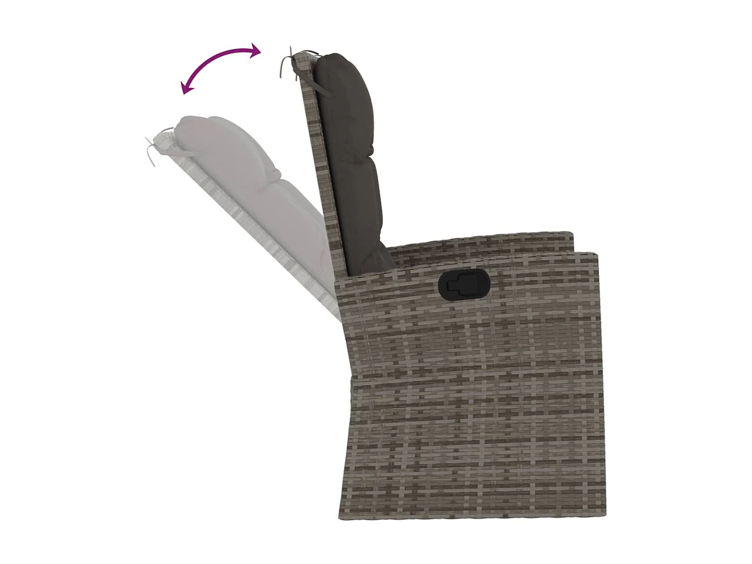 Panca Giardino Reclinabile con Cuscini 118cm Polyrattan Grigio