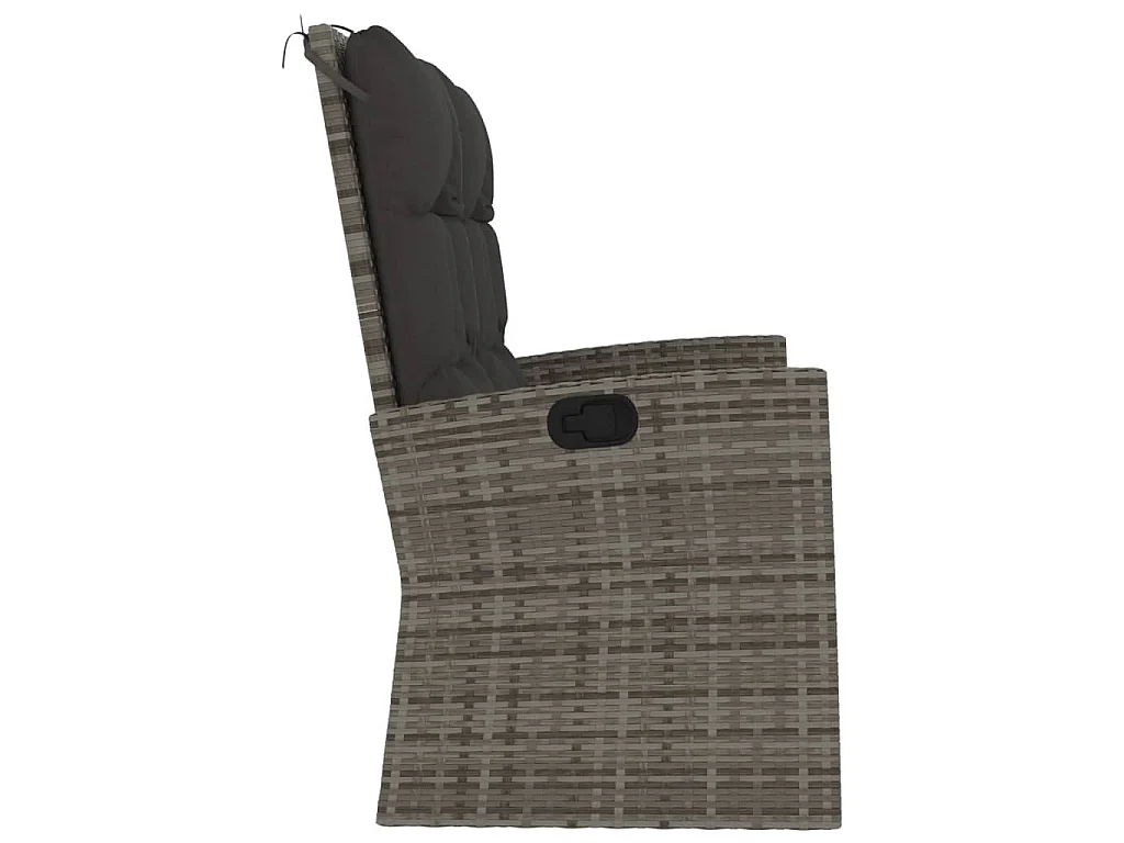 Gartenbank mit Liegefunktion & Kissen Grau 118 cm Poly Rattan