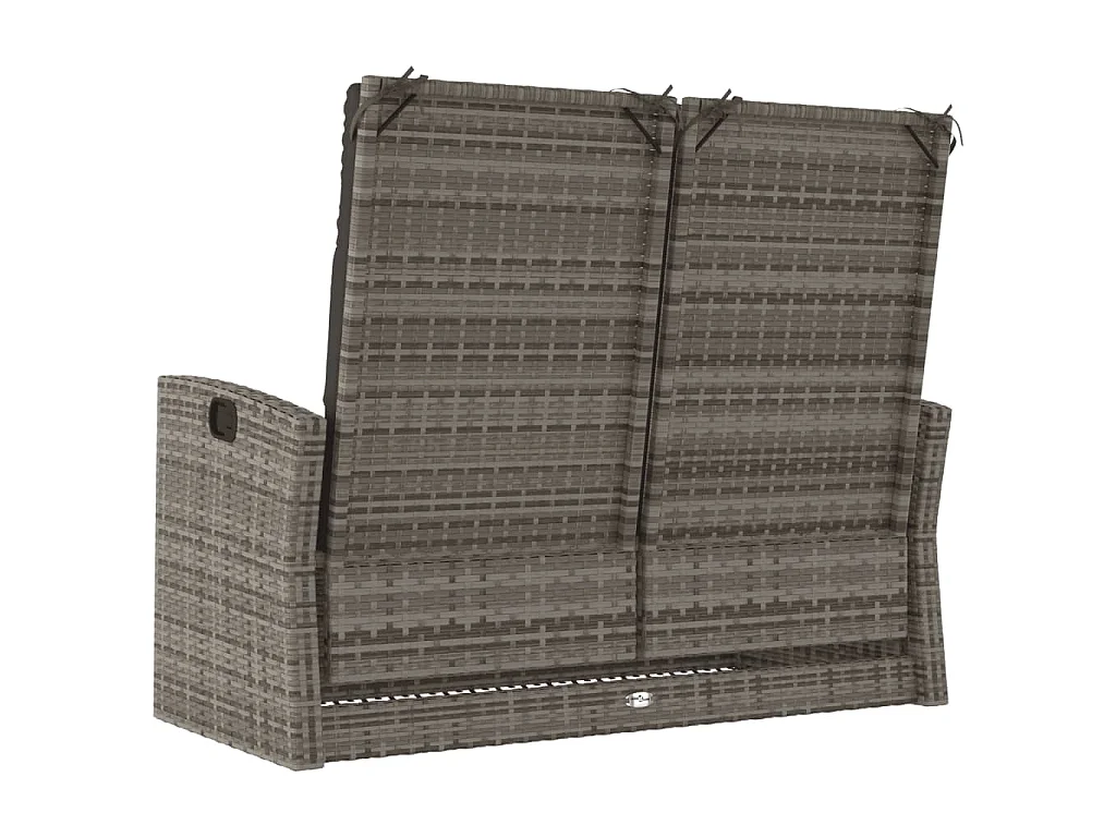 Gartenbank mit Liegefunktion & Kissen Grau 118 cm Poly Rattan