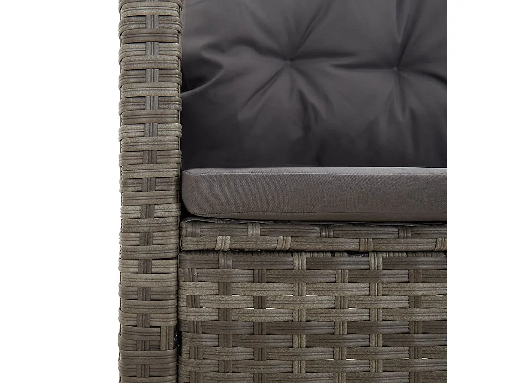 Gartenbank mit Liegefunktion & Kissen Grau 118 cm Poly Rattan