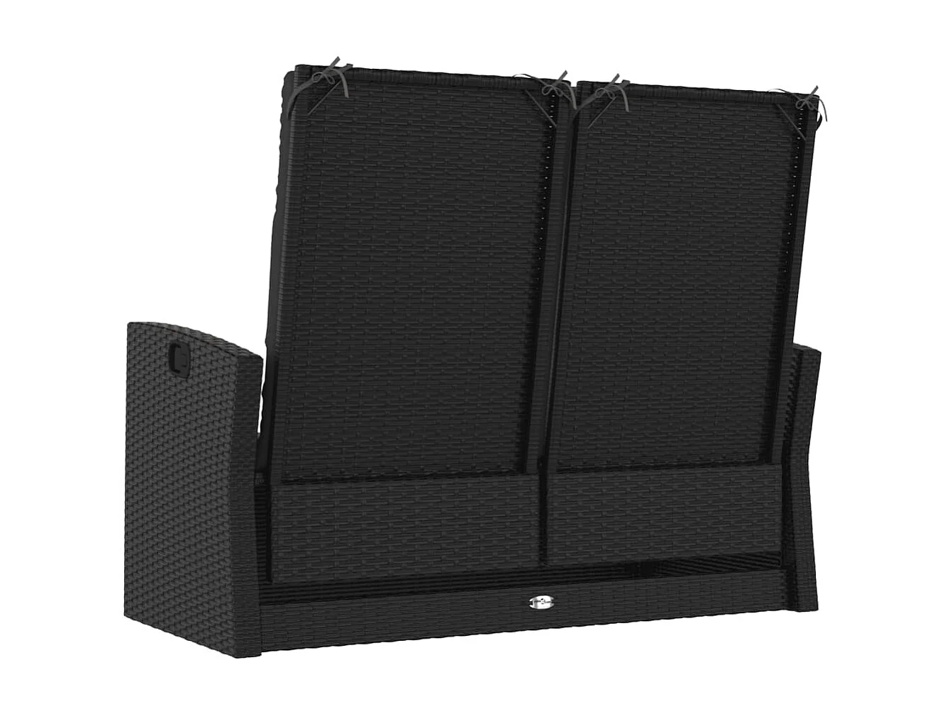 Gartenbank mit Liegefunktion & Kissen Schwarz 118cm Poly Rattan