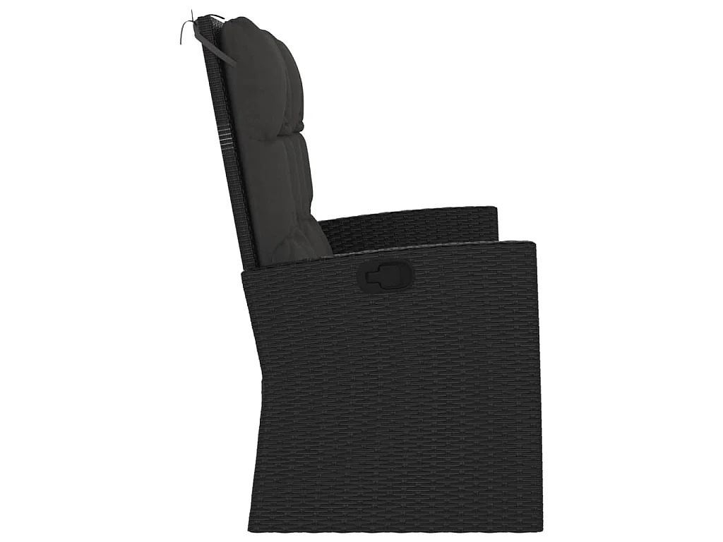 Gartenbank mit Liegefunktion & Kissen Schwarz 118cm Poly Rattan