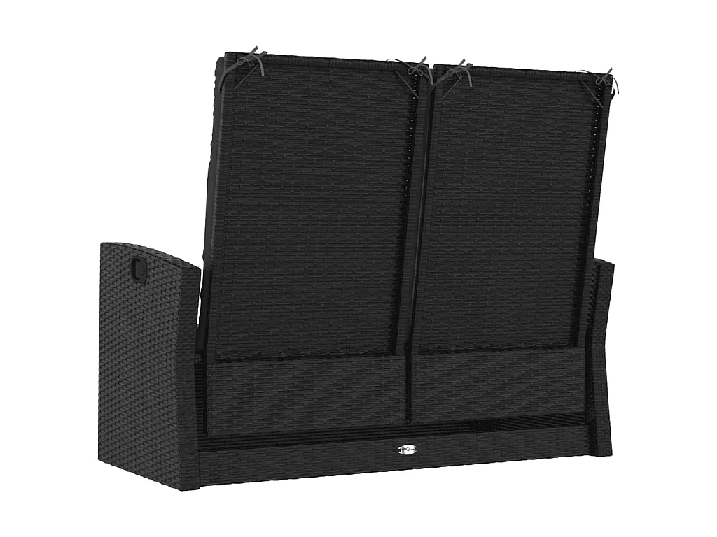 Gartenbank mit Liegefunktion & Kissen Schwarz 118cm Poly Rattan
