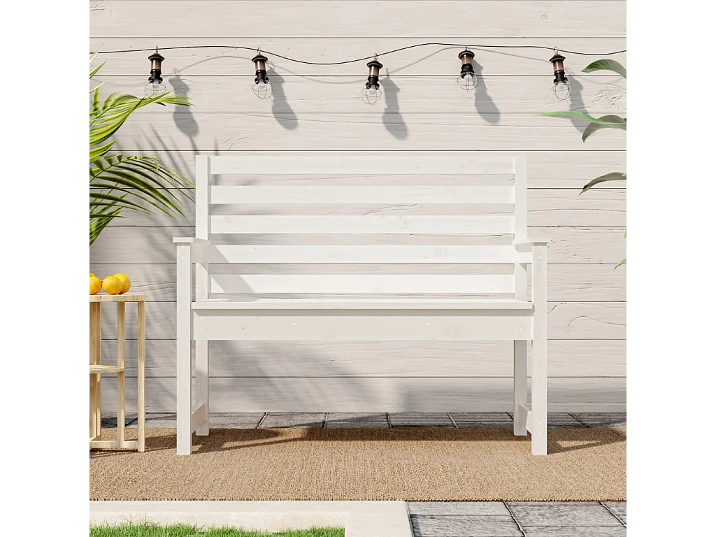 Banc de jardin blanc 109x48x91,5 cm bois massif de pin