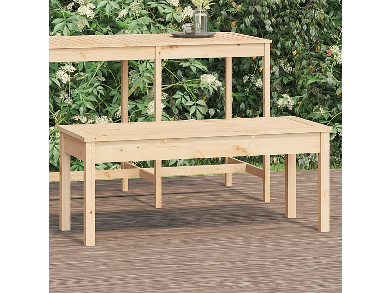 Banco de jardín madera maciza de pino 109x44x45 cm