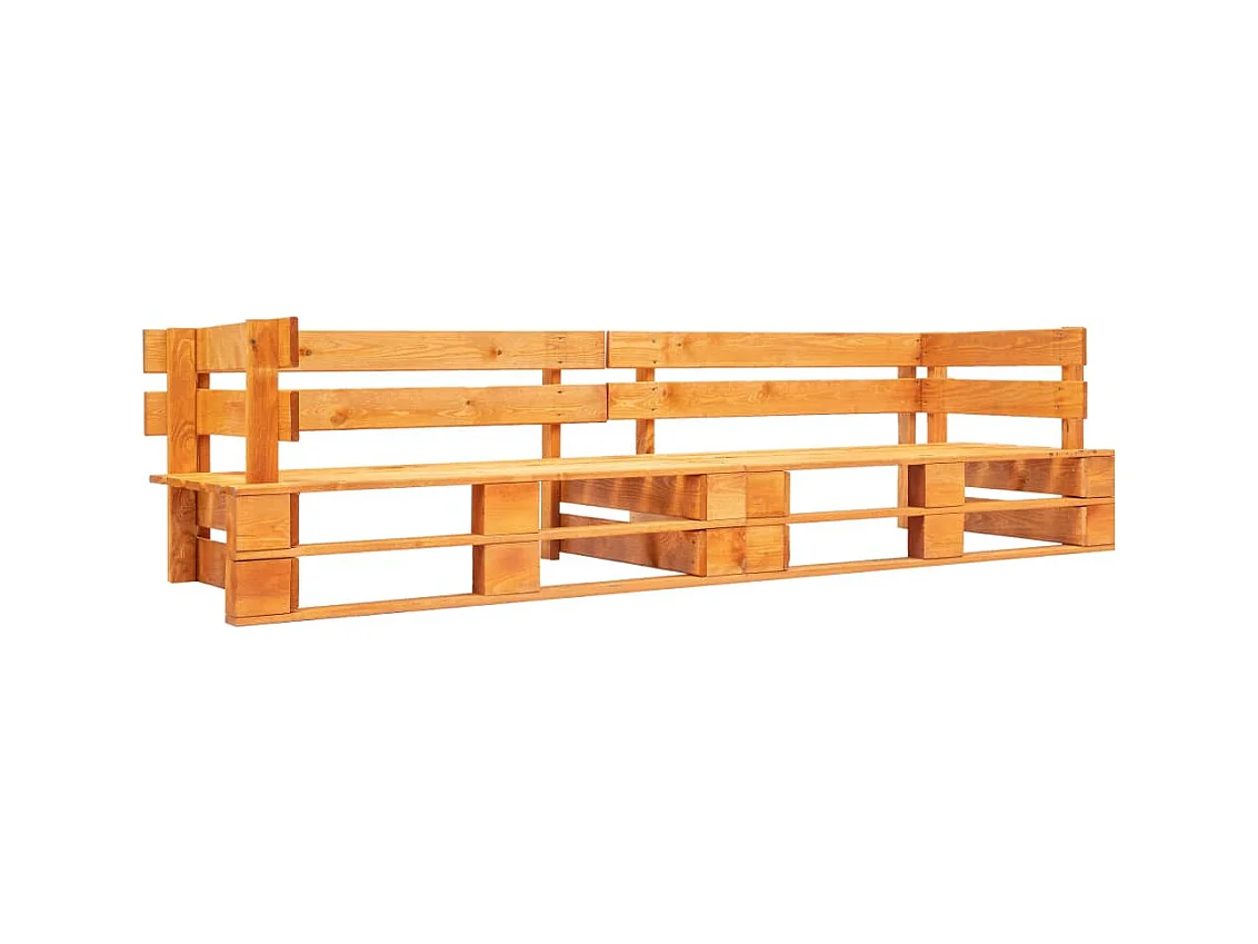 Canapé de jardin palette 2 places marron miel bois