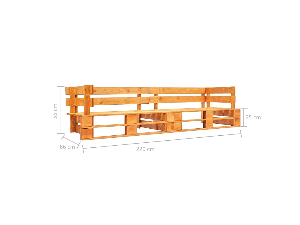 Tuinbank 2-zits pallet hout honingbruin