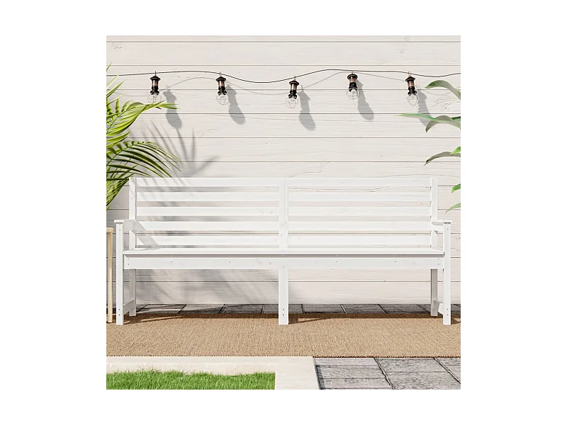 Banc de jardin blanc 203,5x48x91,5 cm bois massif de pin