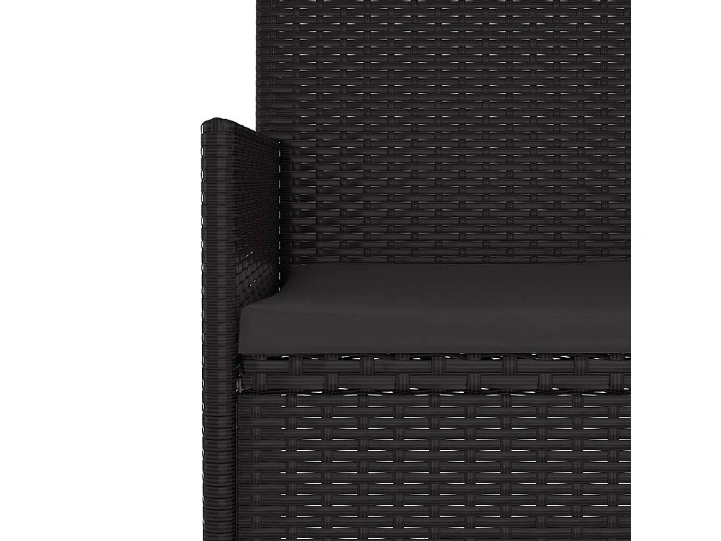 Panca da Giardino a 2 Posti con Cuscini in Polyrattan Nero