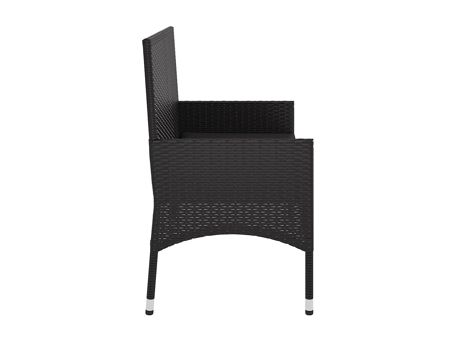 Banc de Jardin à 2 Places avec Coussins Noir Résine Tressée