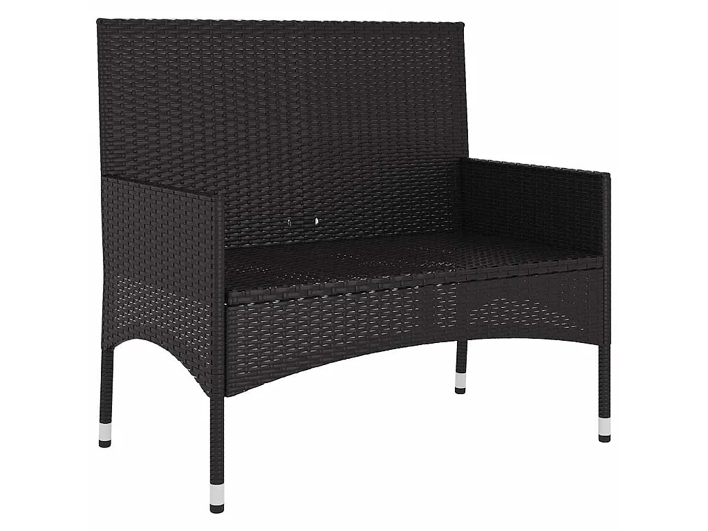 Banc de Jardin à 2 Places avec Coussins Noir Résine Tressée