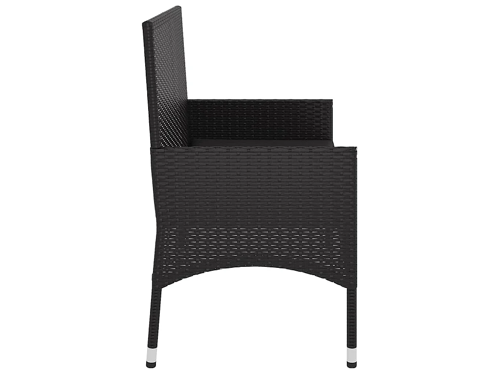 Banc de Jardin à 2 Places avec Coussins Noir Résine Tressée